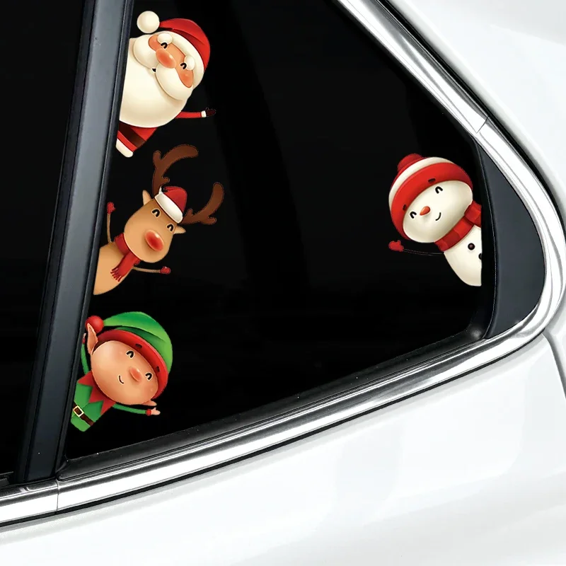 Santa Claus Snowman Elf Reindeer Vinyl Car Sticker Waterproof Christmas Decal for Motorcycle Auto Window Body Laptop Decor