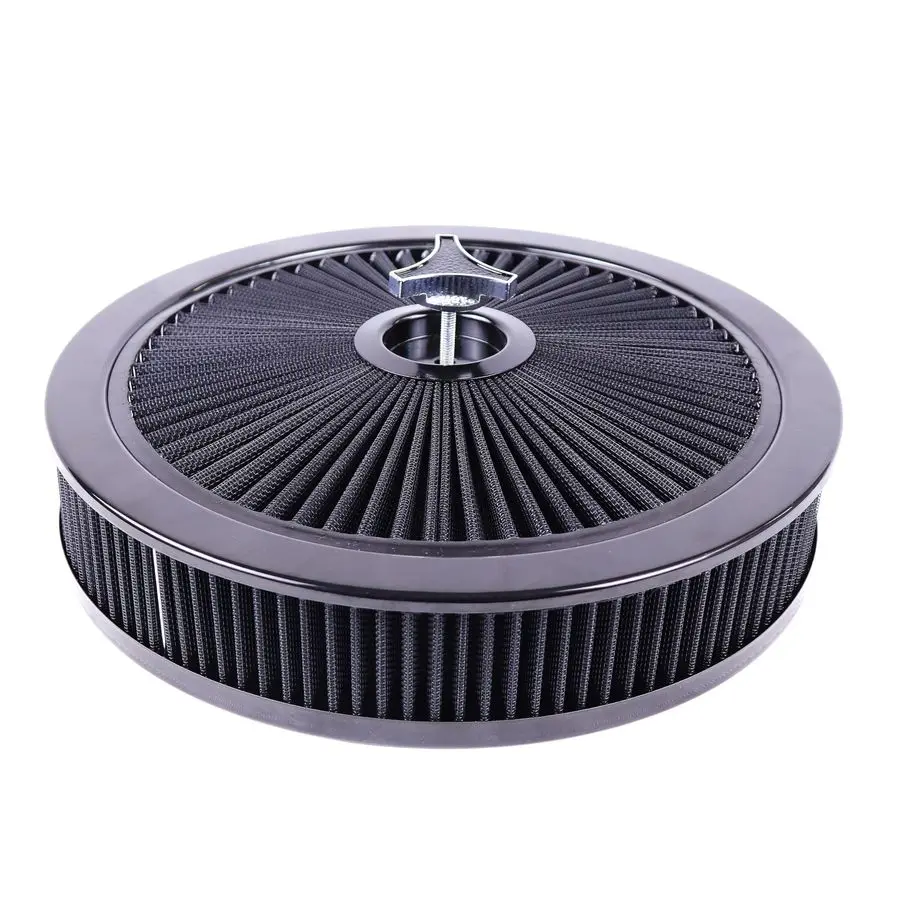 

14x3 Air Cleaner Filter Assembly Kit Compatible with GMC Chevy Ford Chryler Dodge V8 Black 51 8 Carb Neck w FlowThru Lid High Fl