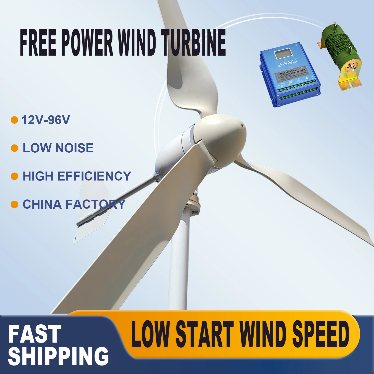 High Efficiency Wind Turbine 12V 24V 48V 10KW-25KW Home Appliance Off Grid System AC Inverter Output Voltage 220V 230V 240V