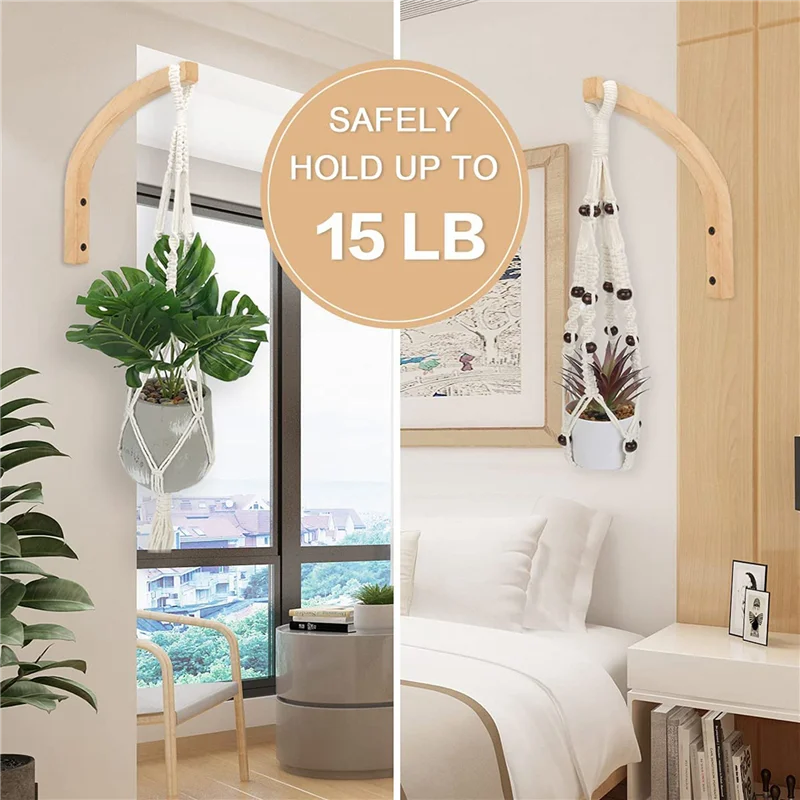 

ABWP-4X Wooden Wall Hooks,Plant Hangers Indoor,Wall Mounted Plant Hooks For Hanging Plants,Flower Bracket,Wind Chimes Hooks