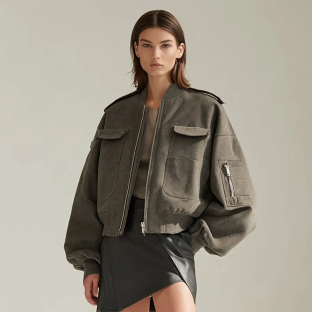 

Casual Style Winter Jacket No Decoration Baseball Collar Women's Topwear Fashionable Outerwear for Cold Weather