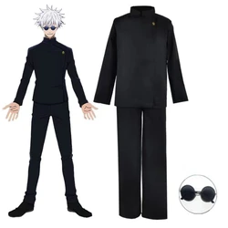 Jujutsu Kaisen Anime Cosplay Traje Masculino, Gojo Satoru, Óculos, Uniforme Escolar, Peruca, Fato de Halloween, Adulto