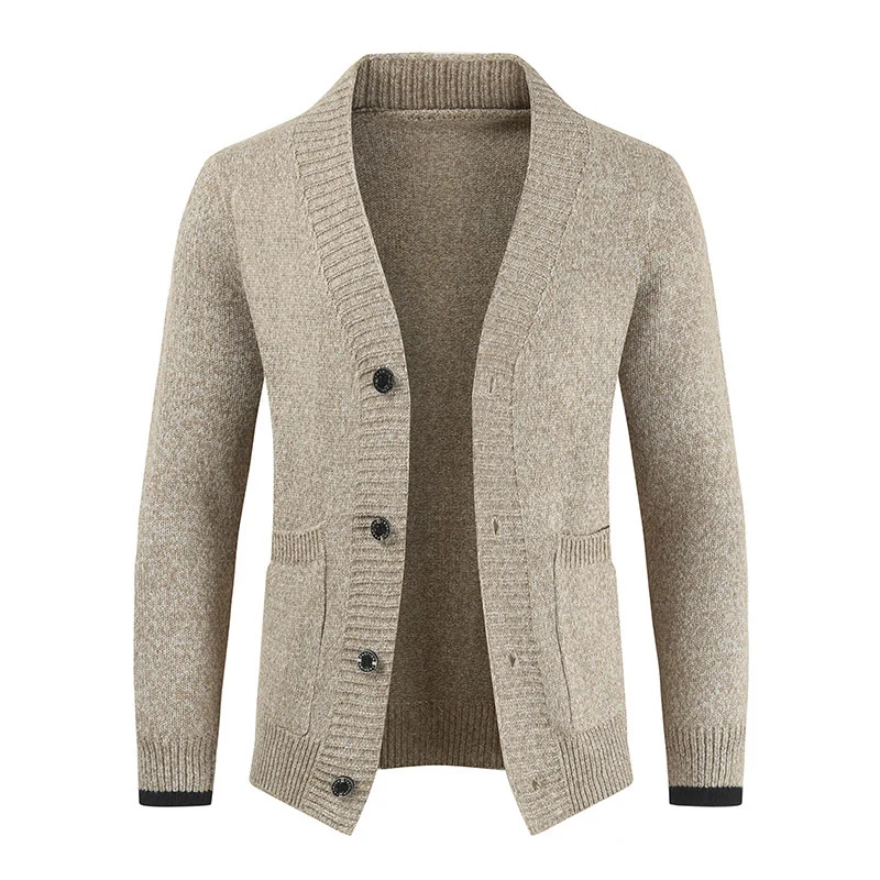 

Mens Cardigan Casual Sweater Coats Long Sleeve Solid Color Knitting Sweatercoat V Neck Winter Korean Clothes 2024New