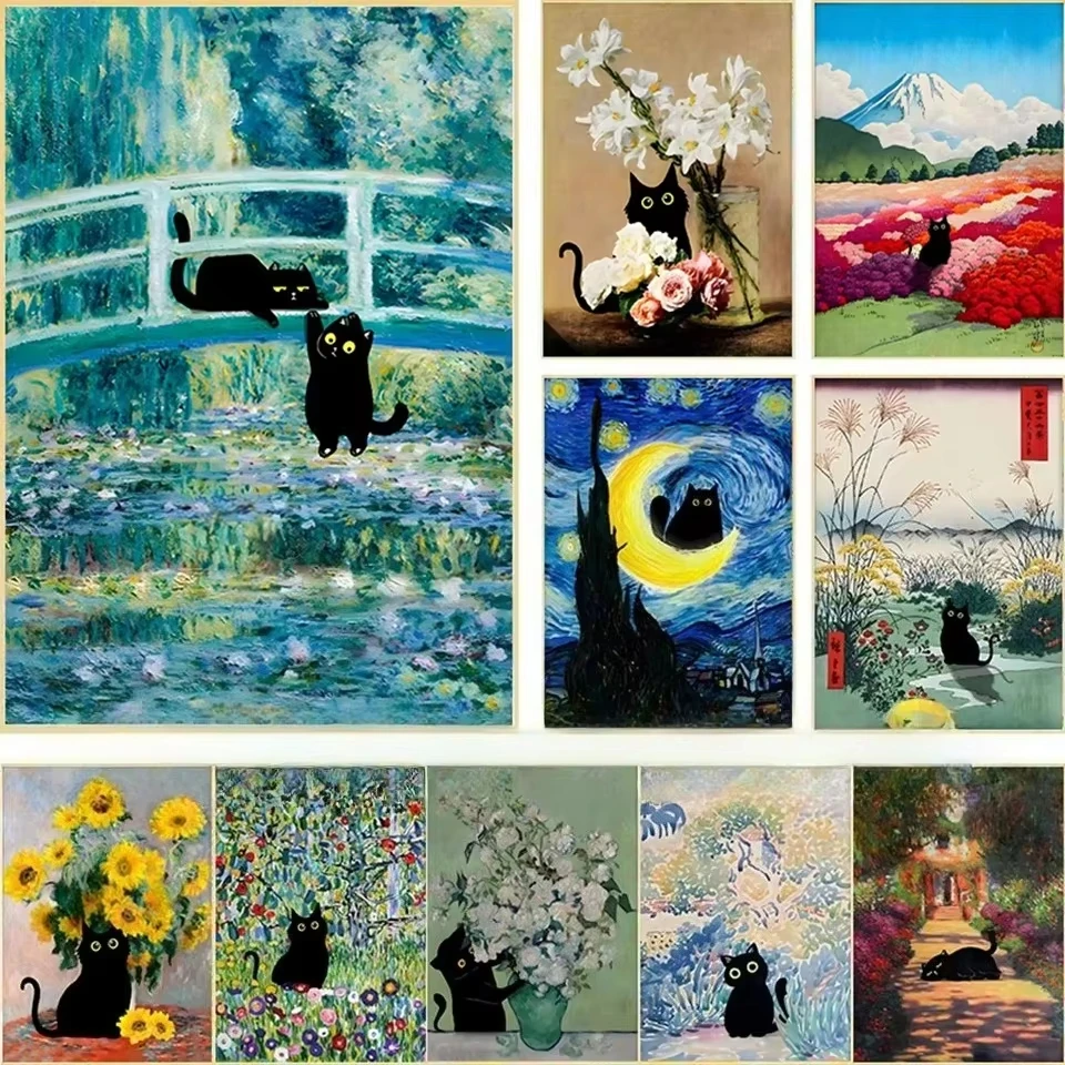 

Black Cat Art Master Jigsaw Puzzle 500 1000 1200 2000pcs for Adults Living Room Wall Art Creative Gift Family Challenge Game