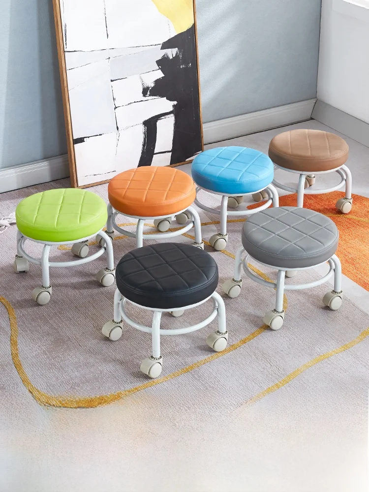rotating-castor-wheel-small-stool-multi-functional-nail-beauty-foot-pedicure-children's-roller-stool-soft-leather-finish