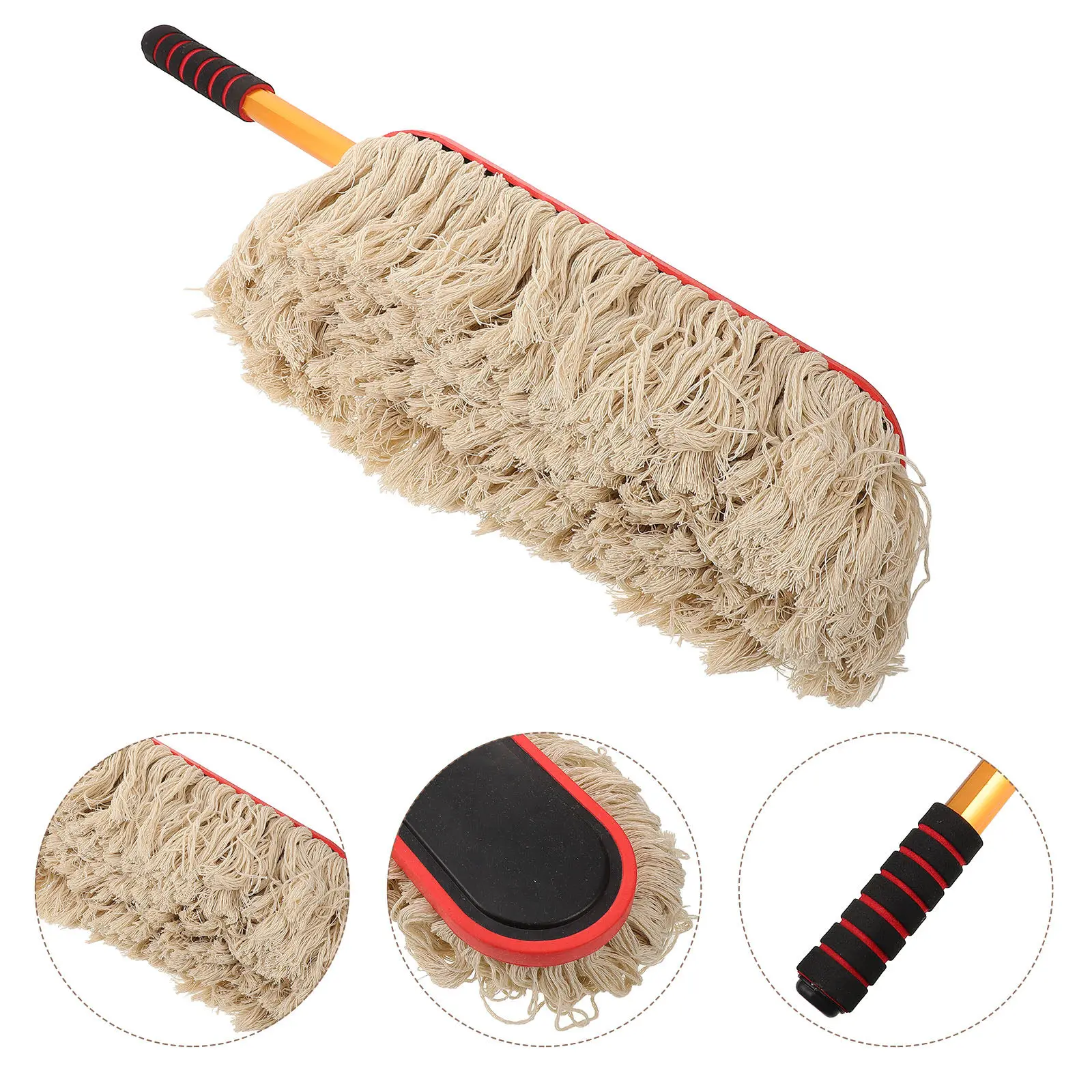 Car Adjustable Cleaning Brush Soft Cotton Thread Telescopic Handle Ergonomic Lightweight Design Gentle on Paint Washing