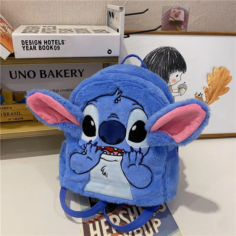 Mochila De felpa de dibujos animados de Disney Stitch para mujer, Mini bolso de estudiante de alta calidad, regalo de cumpleaños para niña, Lilo & Stitch 3D