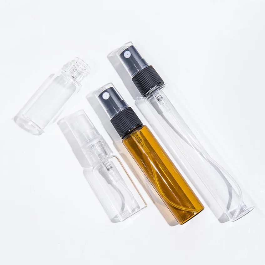 2ml 3ml 5ml 10ml Perfume Portable Glass Transparent Brown Travel Sample Toner Empty Bottle Refill Press Small Watering Can