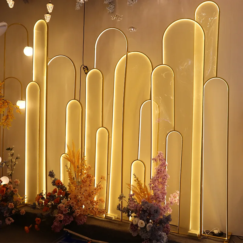 Cross-border hot sale golden arched door scene wrought iron arch rack wedding road balloon bracket door background