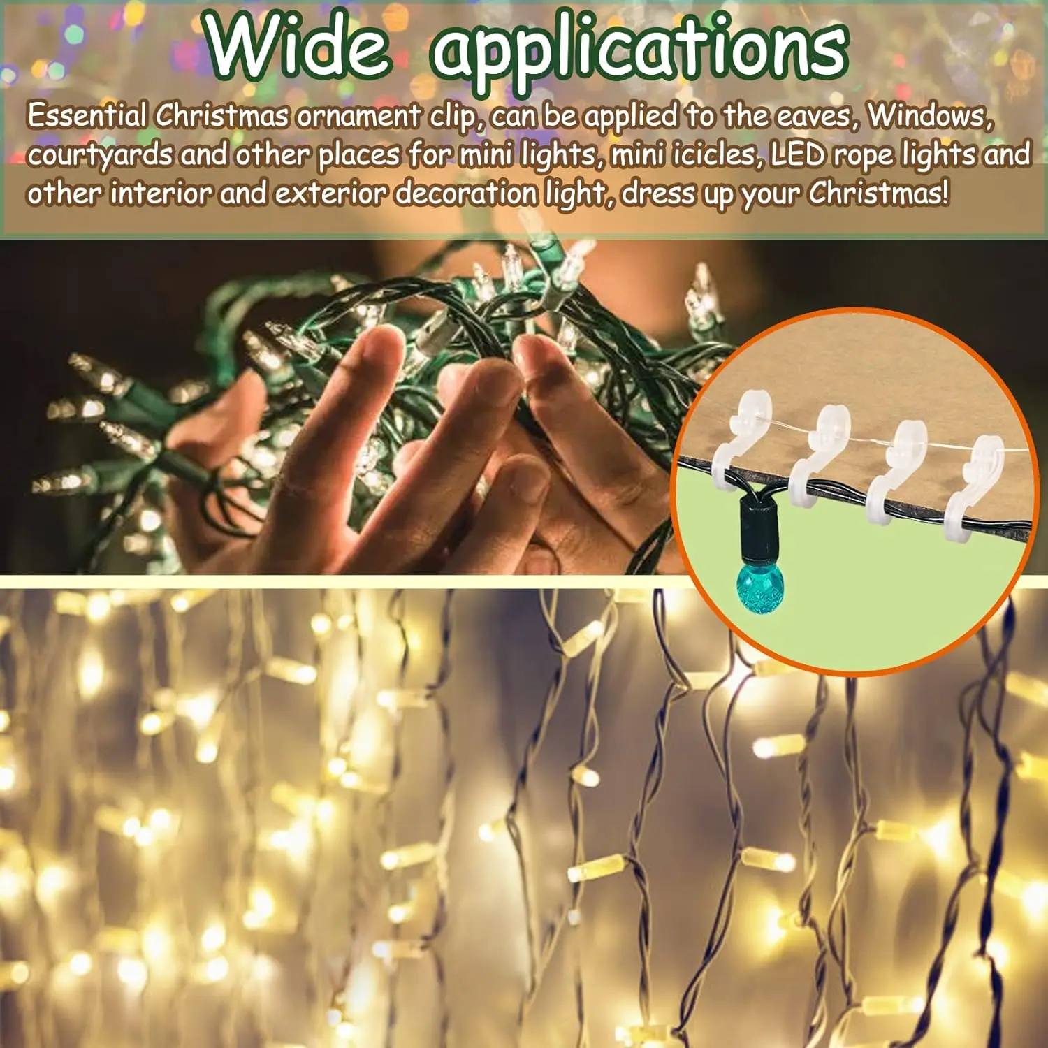 Ganchos de plástico con forma de S para colgar luces de exterior, 10 piezas, para Navidad