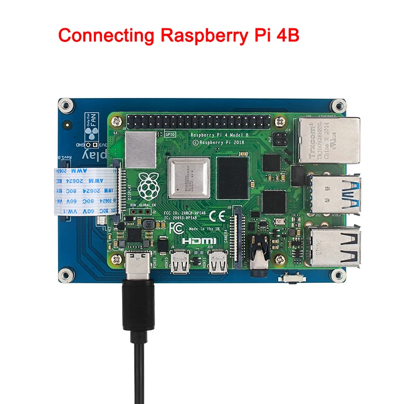 Imagem -05 - Mini Monitor de Tela Sensível ao Toque Ips Raspberry pi 4.3 Polegada Dsi 800x480 Display Lcd Rpi 4b 3b Mais 3b