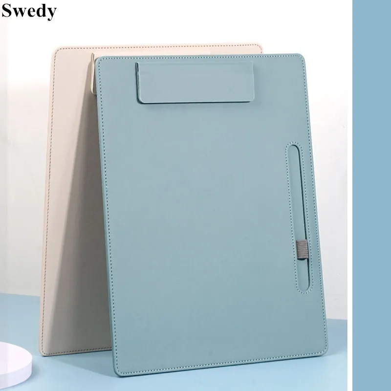 4 Pieces A4 Size 325x230mm PU Leather Magnetic File Clip Board Foldable Menu Paper Holder Nursing Writing Pad Clipboard