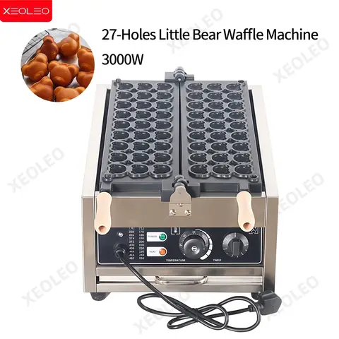 XEOLEO Electric Bear Head Shape Waffle Maker 3000W Bear Shape Taiyaki Machine 27PCS  Waffle Cake Machine Non-stick