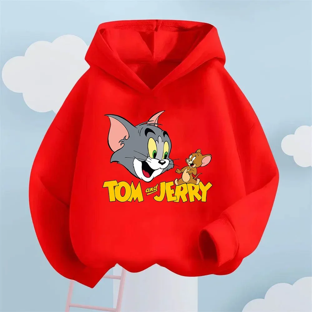 Sudadera con capucha para niños y niñas de otoño con patron de Tom y Jerry de Dobojos Animados Adeva para niños de 3 14 سنة