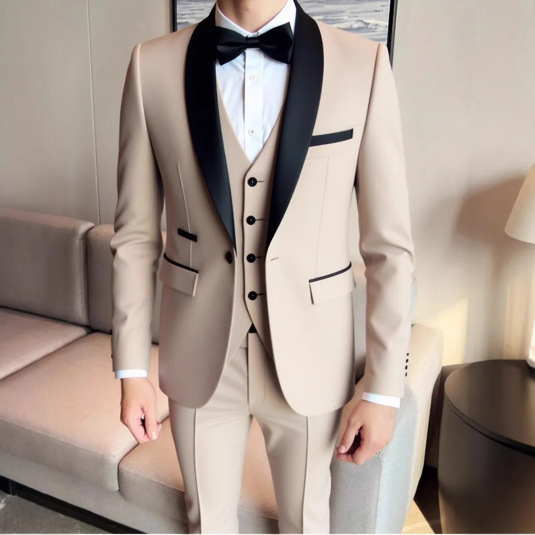 

3 Piece Suit Jacket Vest Trousers/Fashion Men's Casual High Quality Business Slim Groom Wedding Formal Suit Jacket Trousers