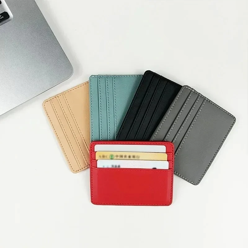 Carteira Slim de PU para Cartões de Identidade e Crédito, Carteira Masculina e Feminina, Mini Bolsa para Cartões de Crédito e Identidade, Presente