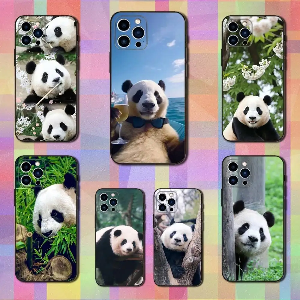 

Animal F-Fubao Panda Phone Case For iPhone 16,15,14,13,12,11 Plus,Pro Max,XS,X,XR,SE,Mini,8,7,Soft Silicone Black Cover