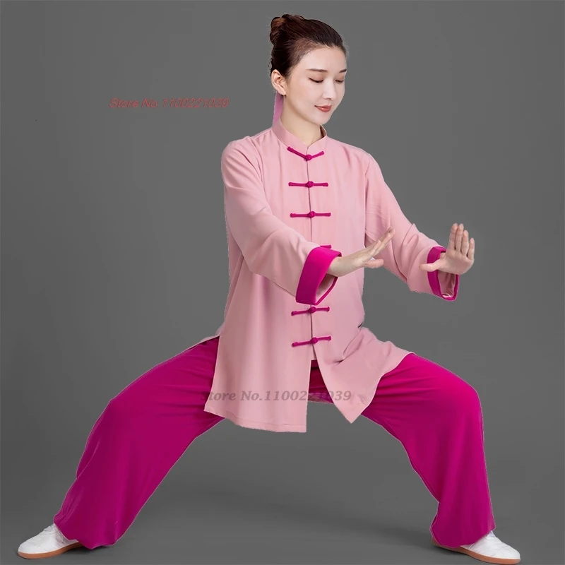 

2024 chinese traditional tai chi wushu uniform kungfu wingchun suit sport training morning exercise out walking martial arts set