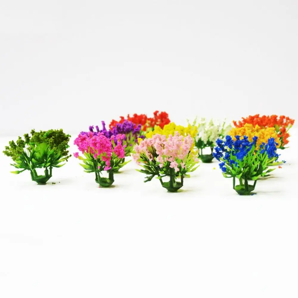 5pcs High Quality Plastic Miniature Flower Cluster Mixed Colorful Greenery Building Layout Grass Architecture