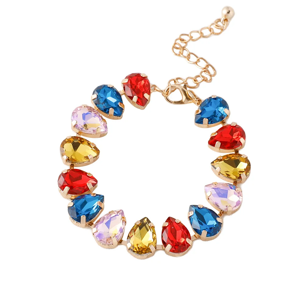 Color Rhinestone Premium Bracelet Heavy Industry Exaggerated Crystal Bead Gem Super Flash Dinner Necklace Bracelet