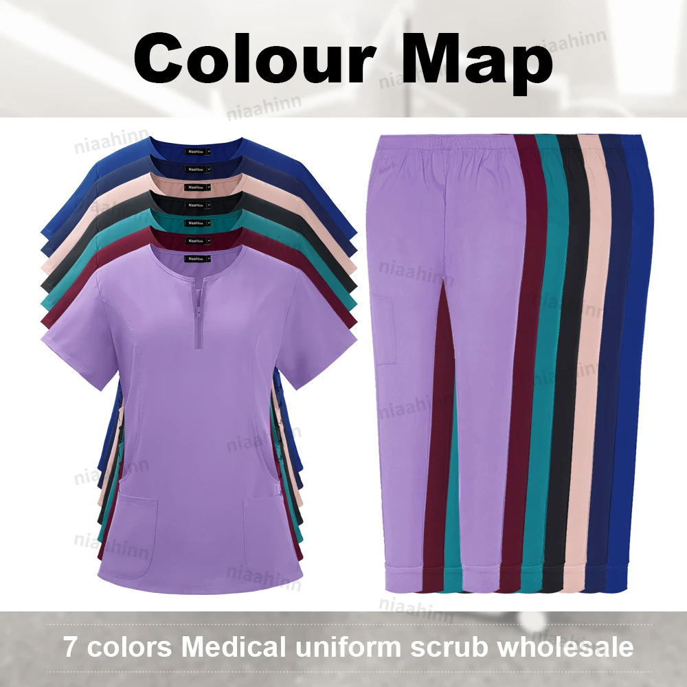 Uniforme Hospitalar Confortável Unisex, Mulheres Scrub Suit, Camisa de enfermagem médica, Uniformes de trabalho veterinário dental, Vestidos cirúrgicos, Unisex Scrubs