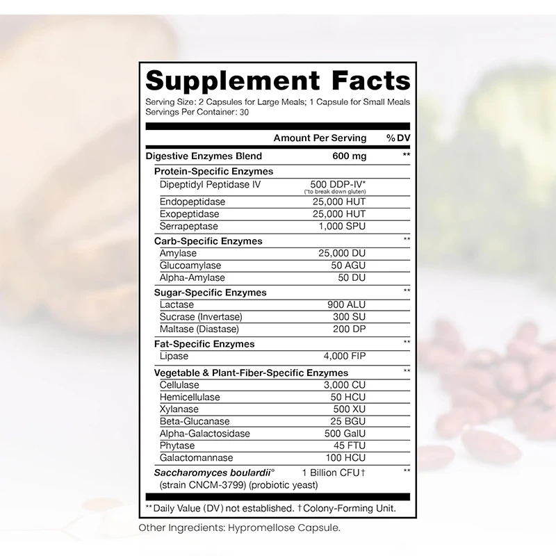 Enzyme Super Digestive Enzyme Supplement, Including Dairy Enzymes, Digestive Enzymes, Gluten Enzymes, Protease, 60 Capsules