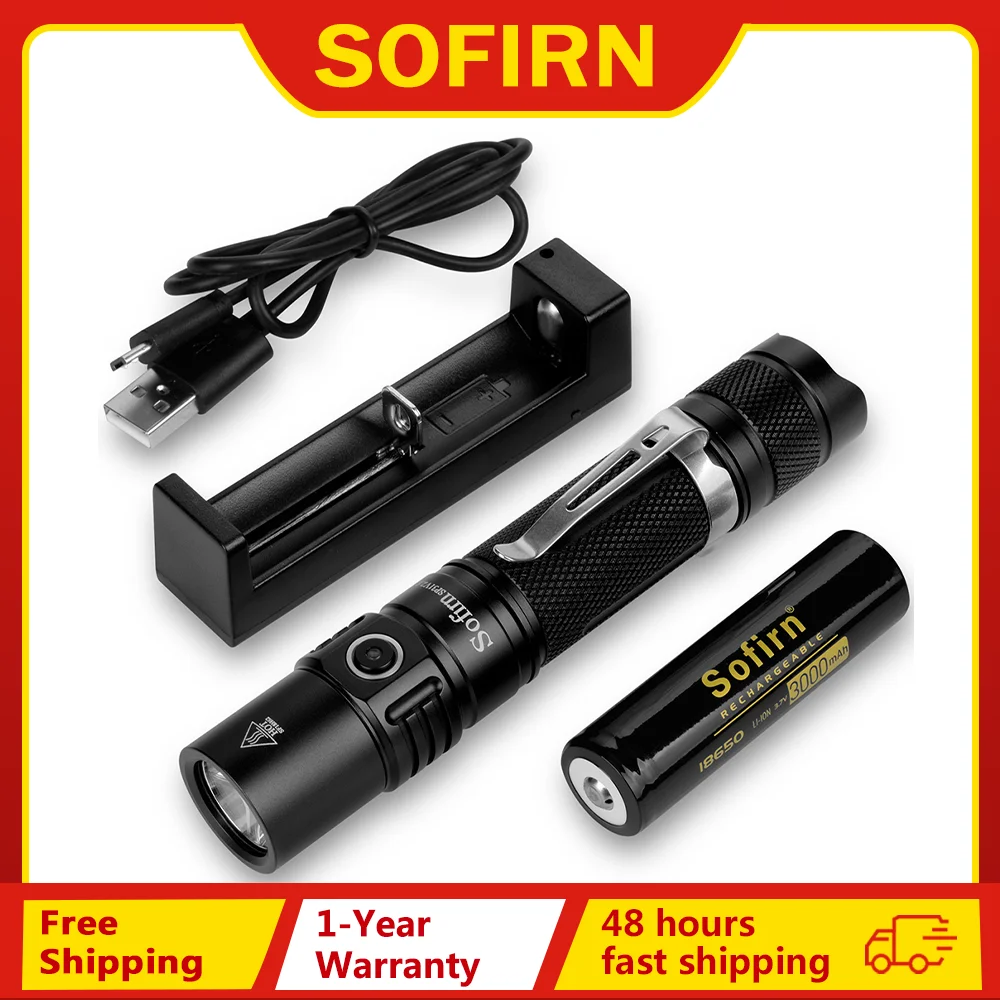 Sofirn SP31 V2.0 Powerful Tactical LED Flashlight 18650 XPL HI 1200lm Torch Light Lamp with Dual Switch Power Indicator ATR