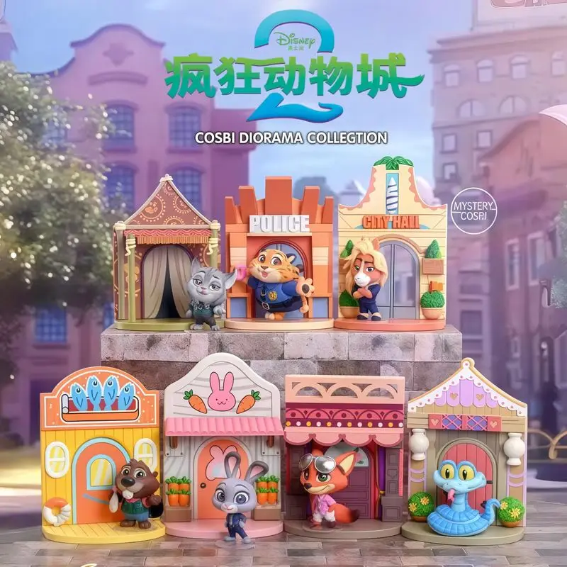 لطيف أنيمي Zootopia 2 المشهد صندوق أعمى جودي نيك أرقام نموذج دمى الكرتون المنزل سطح المكتب زخرفة العصرية اللعب صندوق غامض الهدايا #1