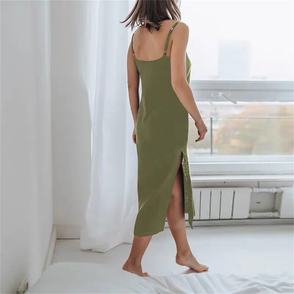 Vestido largo sin mangas de algodón y lino para mujer, estilo casual vintage, talla grande, vestido largo de verano, cómodo y transpirable.