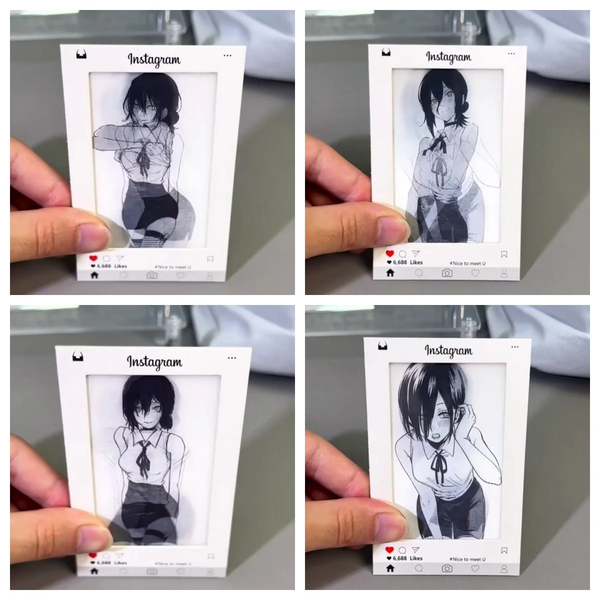 2pcs Anime Reze Cosplay Card Changeable Pictures Raster Cards Bookmark  Accessories Decoration Ornament Props