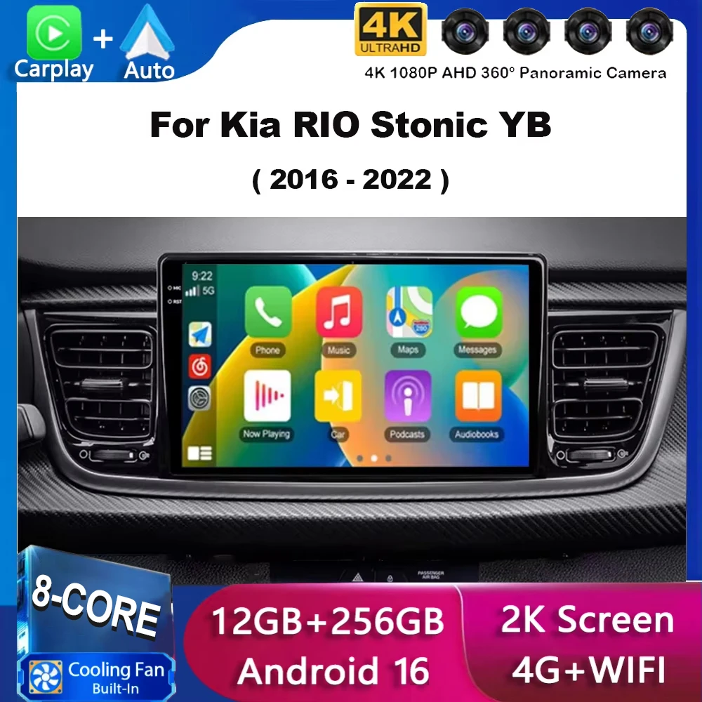 For Kia RIO Stonic YB 2016 2017 2018 2019 2020 2021 2022 Car Radio Carplay GPS Android 16 Auto Multimedia Video Player Stereo BT