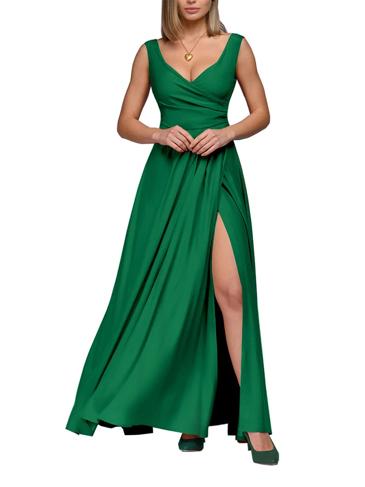 

Элегантное женское платье, модель 2024 года, роскошное женское платье для выпускного вечера, для свадьбы, для танцев, длинные платья макси без рукавов, зеленые платья