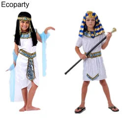 Ancient Egypt Cosplay Costumes Halloween Party Children's Stage Performance Clothes Girl Princess Dress Boy Egyptian Pharaoh Wig