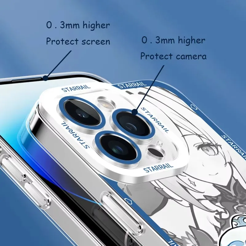 كارتون لطيف هونكاي ستار السكك الحديدية غطاء من السيليكون آيفون 16 برو ماكس 15 14 زائد 13 12 11 برو XR XS X 8 7 SE 2020 غطاء مقاوم للصدمات #4