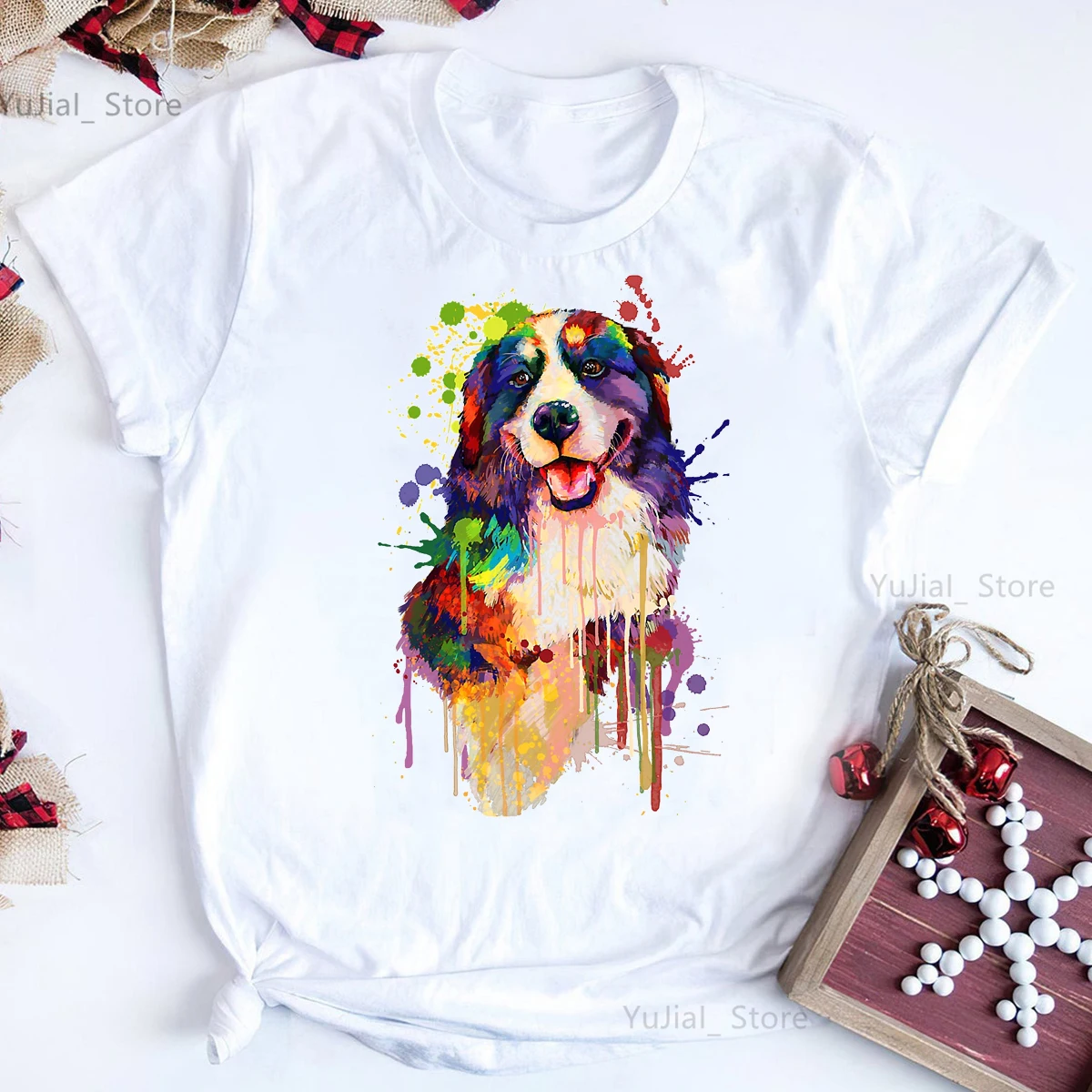 

Colorful Bernese Mountain/Dachshund Dog Print T Shirt Girls Kawaii Dog Lover Tshirt Women Harajuku Shirt Summer Fashion T-Shirt