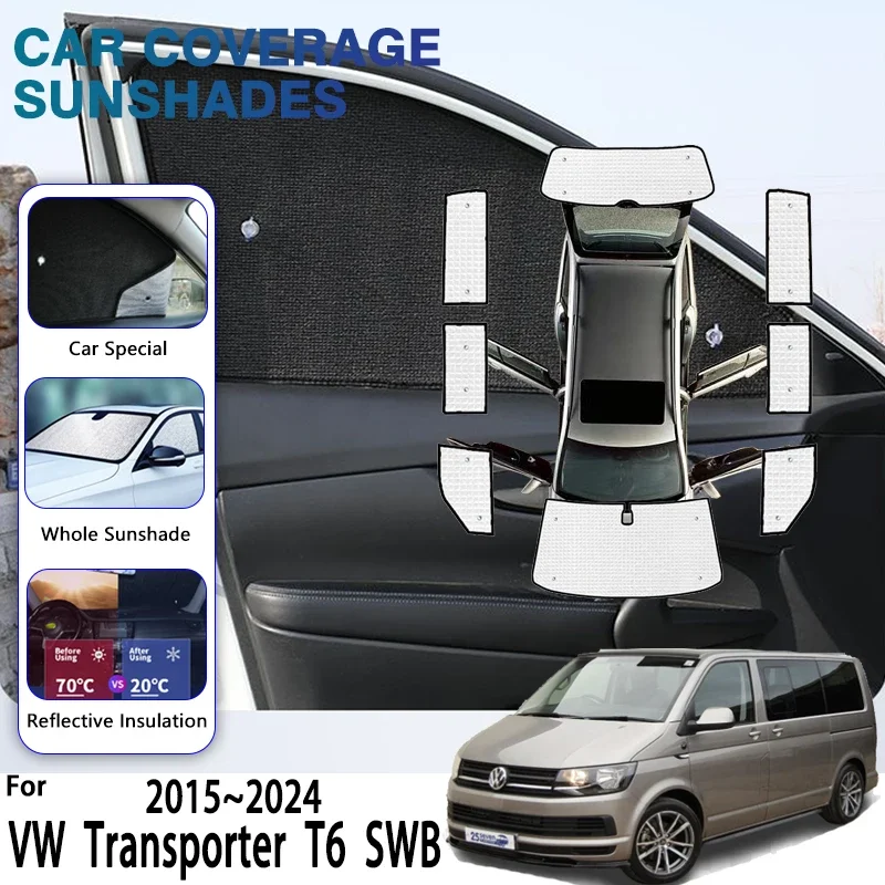 

For Volkswagen VW Transporter Caravelle Multivan Doubleback T6 SWB 2015~2024 Car Windshields Side Window Visors Car Accessories