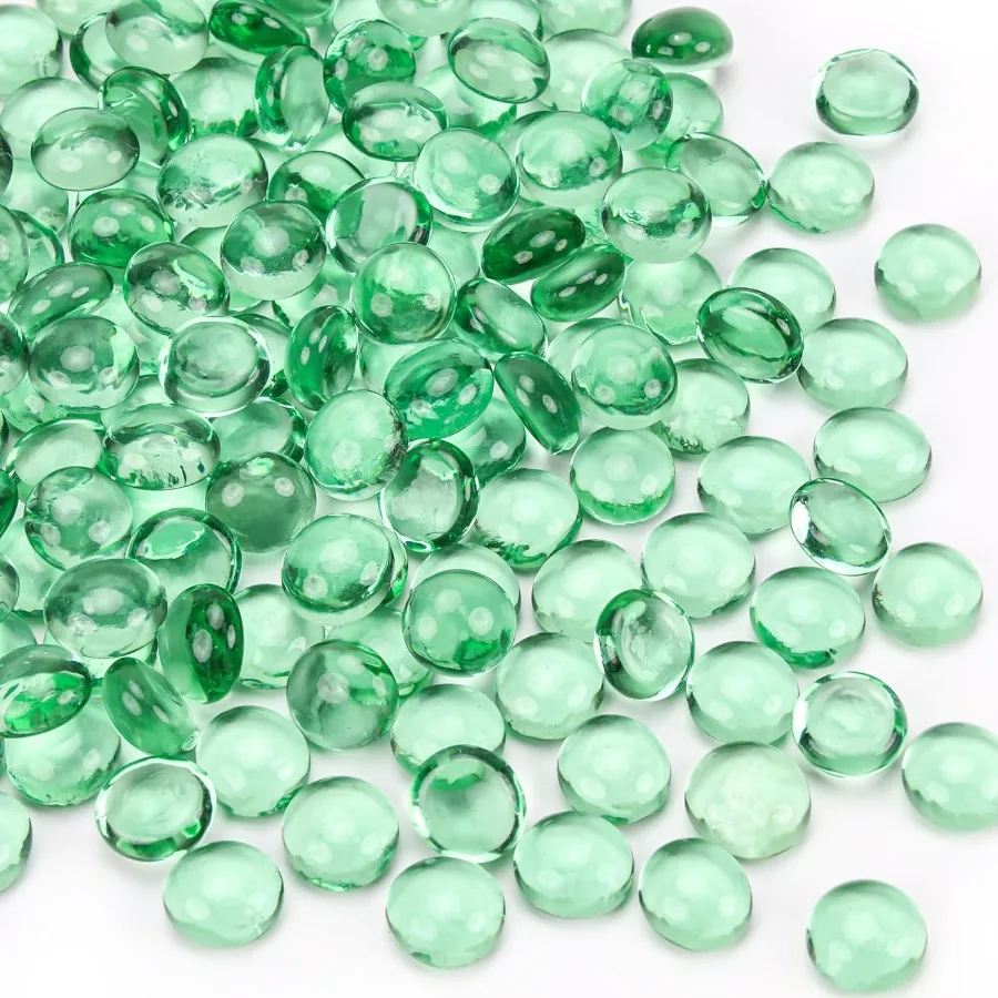 

0.95 Green Flat Glass Marbles Flat Glass Beads for Vase Fillers About 170 Pcs Decorative Floral Fish Tank Rocks Aquarium Marbl