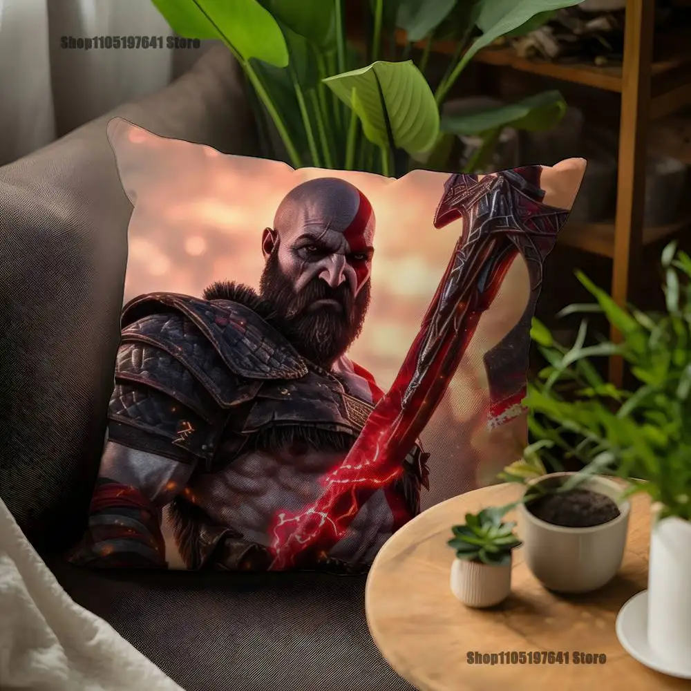 Game G-God of W-War Kratos Pillow Case For Sofa Decor Car Office Room Printing Cushion Cover Decorations and Protector