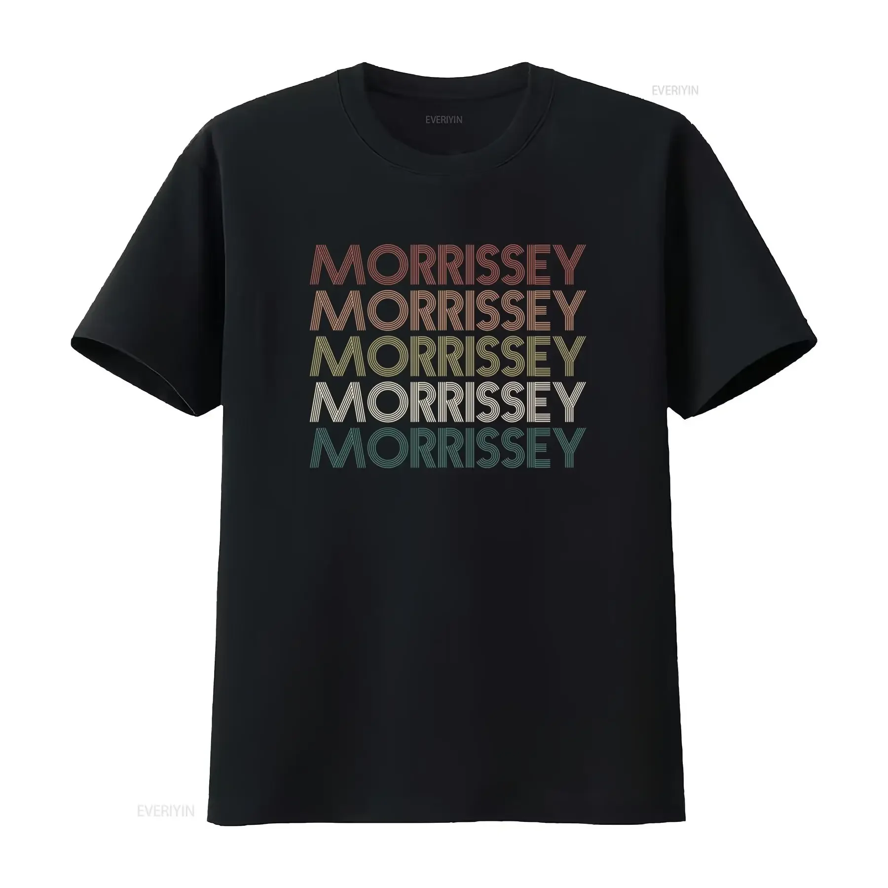 Camiseta Retro Vintage de Morrissey para Hombre Gruesa 100 Estampado Vertical Nombre en Negro Cuello Redondo Estilo Casual