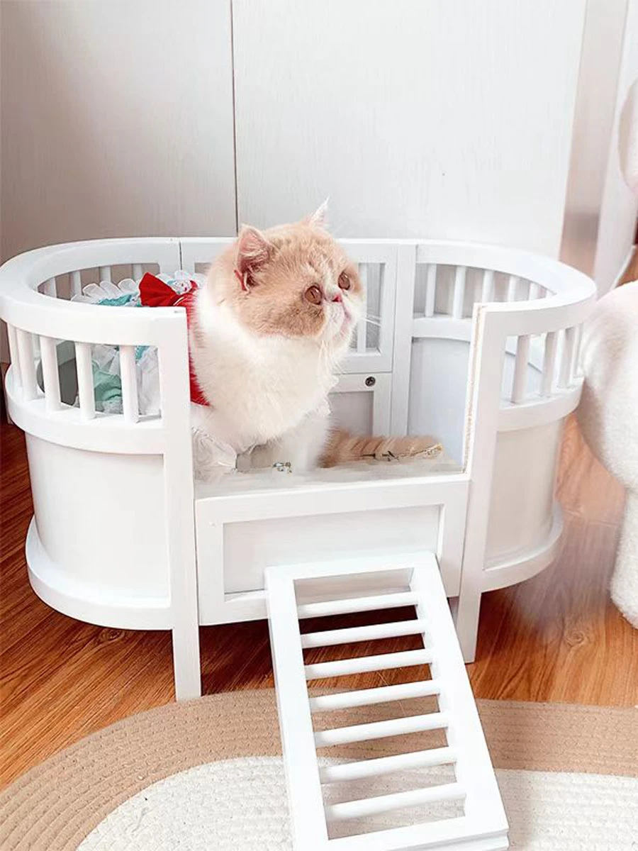 Cat bed pet bed solid wood cat princess bed for small dogs