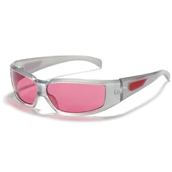 Y2K Pink Sunglasses Women Red Hollowed Out Future Sense of Technology Hot Girls Net Red Sun Glasses Trendy Men Eyewear