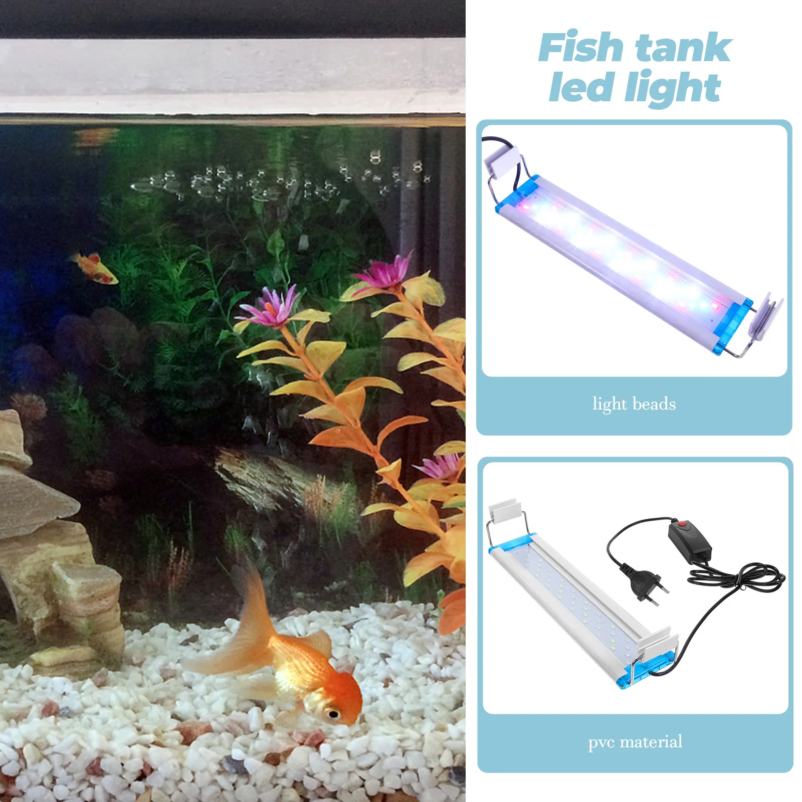 

Aquarium LED Light Fish Tank Adjustable Premium Material for Aquatic Plant Landscaping Colorful Underwater
