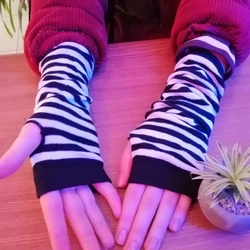 Lange Vingerloze Handschoenen Zwart Punk Manchet Voor Vrouwen Gothic Lolita Meisjes Mannen Hiphop Handschoen Elleboog Stretch Winter Arm Warmer Want