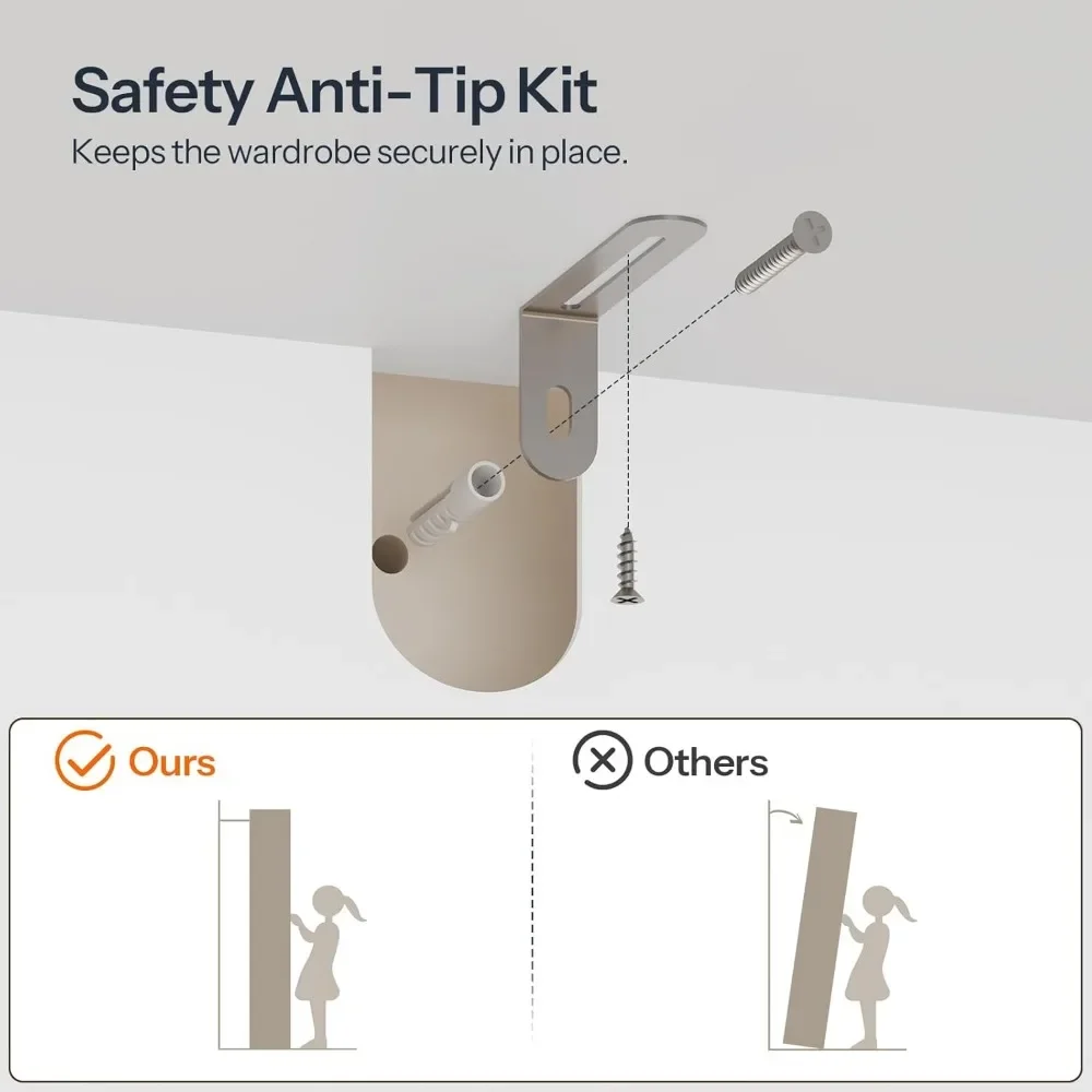 خزانة ملابس بذراع المزرعة مع أدراج وأبواب، خزانة ملابس خشبية مع قضيب معلق لتخزين الملابس