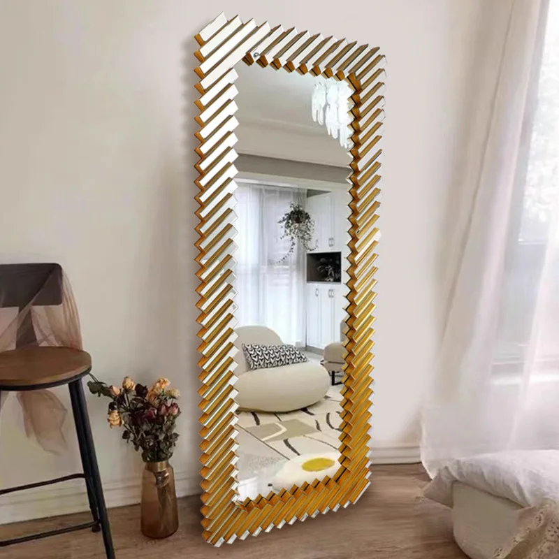 European and American light luxury style bathroom bathroom half-body assembly hallway dresser square hanging mirror home decorat