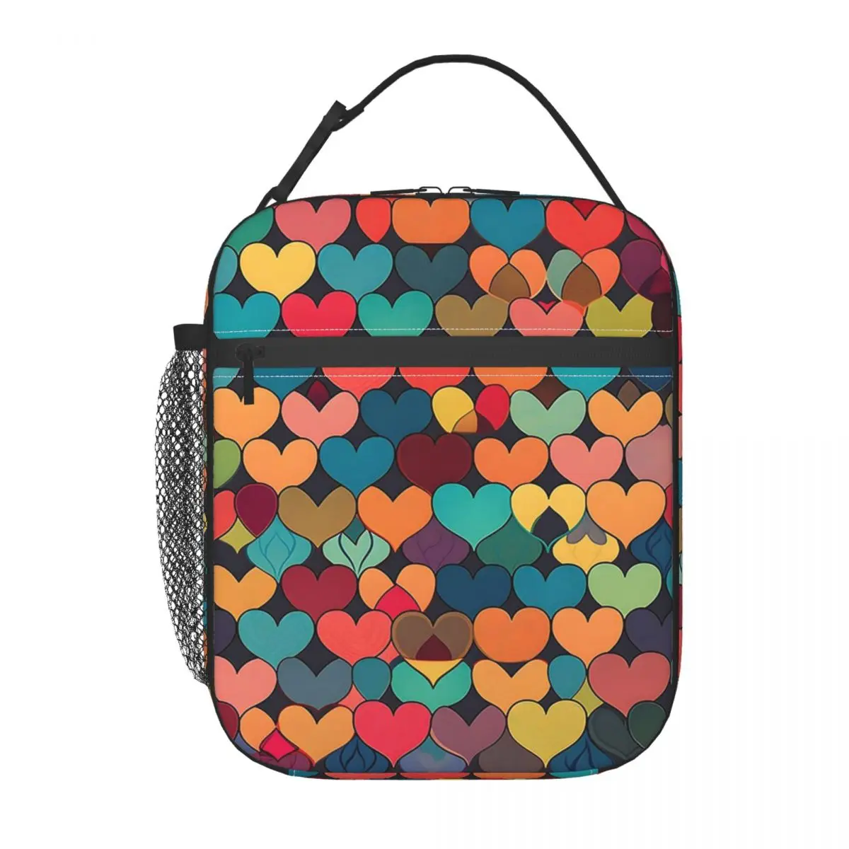 

Изолированная сумка для обеда с цветным узором в виде сердечек для женщин и детей, герметичные контейнеры для еды, термосумка для обеда