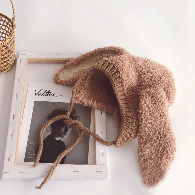 겨울 아기 귀 보호 모자, 만화 토끼 유아 후드 비니, 토끼 어린이 귀마개 모자, 두꺼운 봉제 어린이 따뜻한 헤드기어