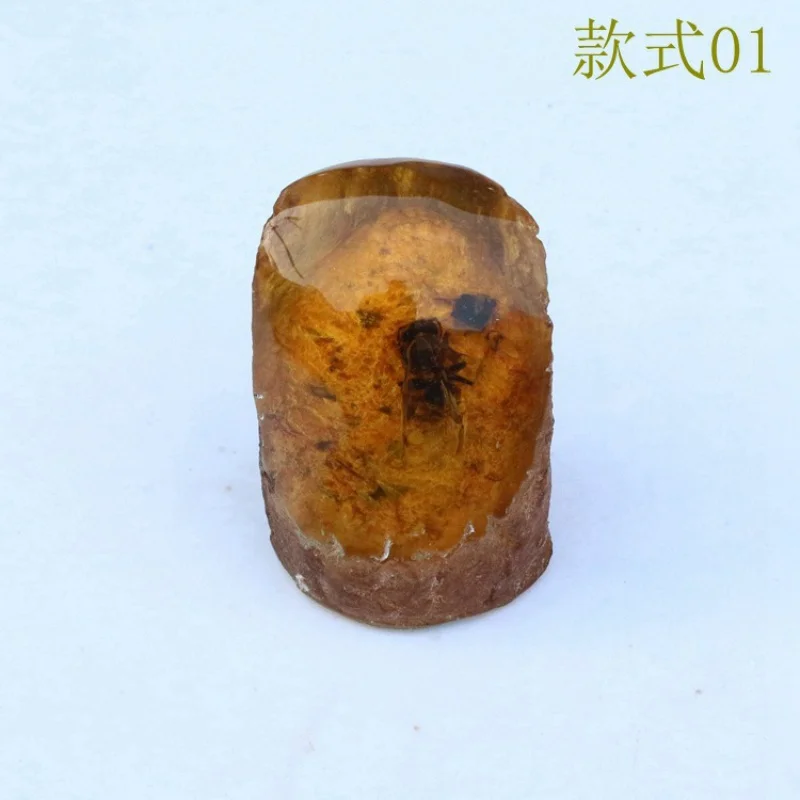 Amber Beeswax Rough Stone Caterpillar Ornaments Pendant Crafts Bee Specimen Office Living Room Ornaments