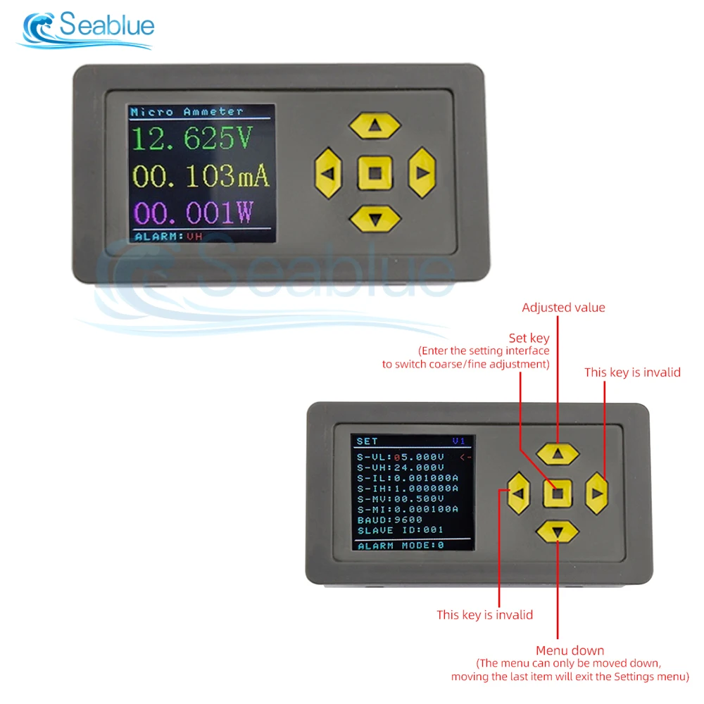 DC 7-24V Color Digital Display Voltmeter Ammeter Meter DC Voltage Current Power Tester 10A 100V 3A 30V With RS485 Modbus