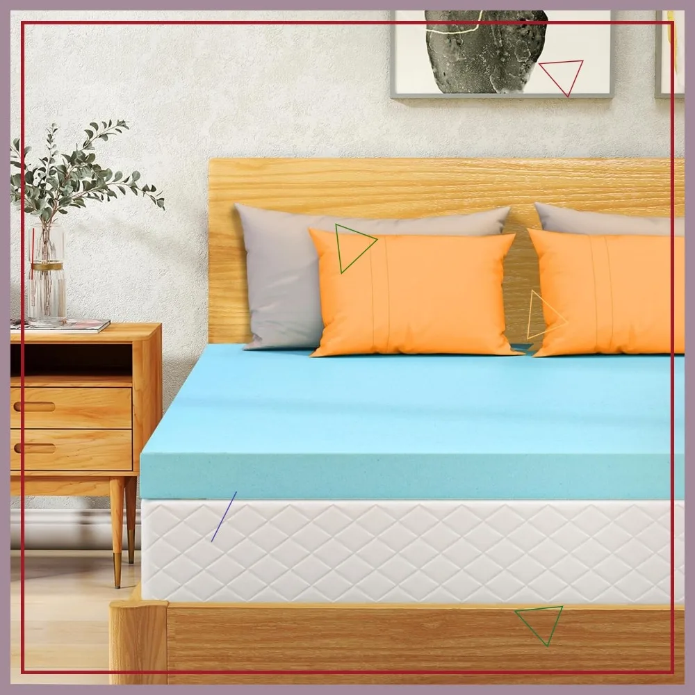 

Топпер для матраса из пены с эффектом памяти и охлаждающим гелем, 3 дюйма, сертифицирован CertiPUR-US для облегчения боли в спине, мягкий, дышащий, синий, для кровати